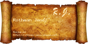 Rothman Jenő névjegykártya